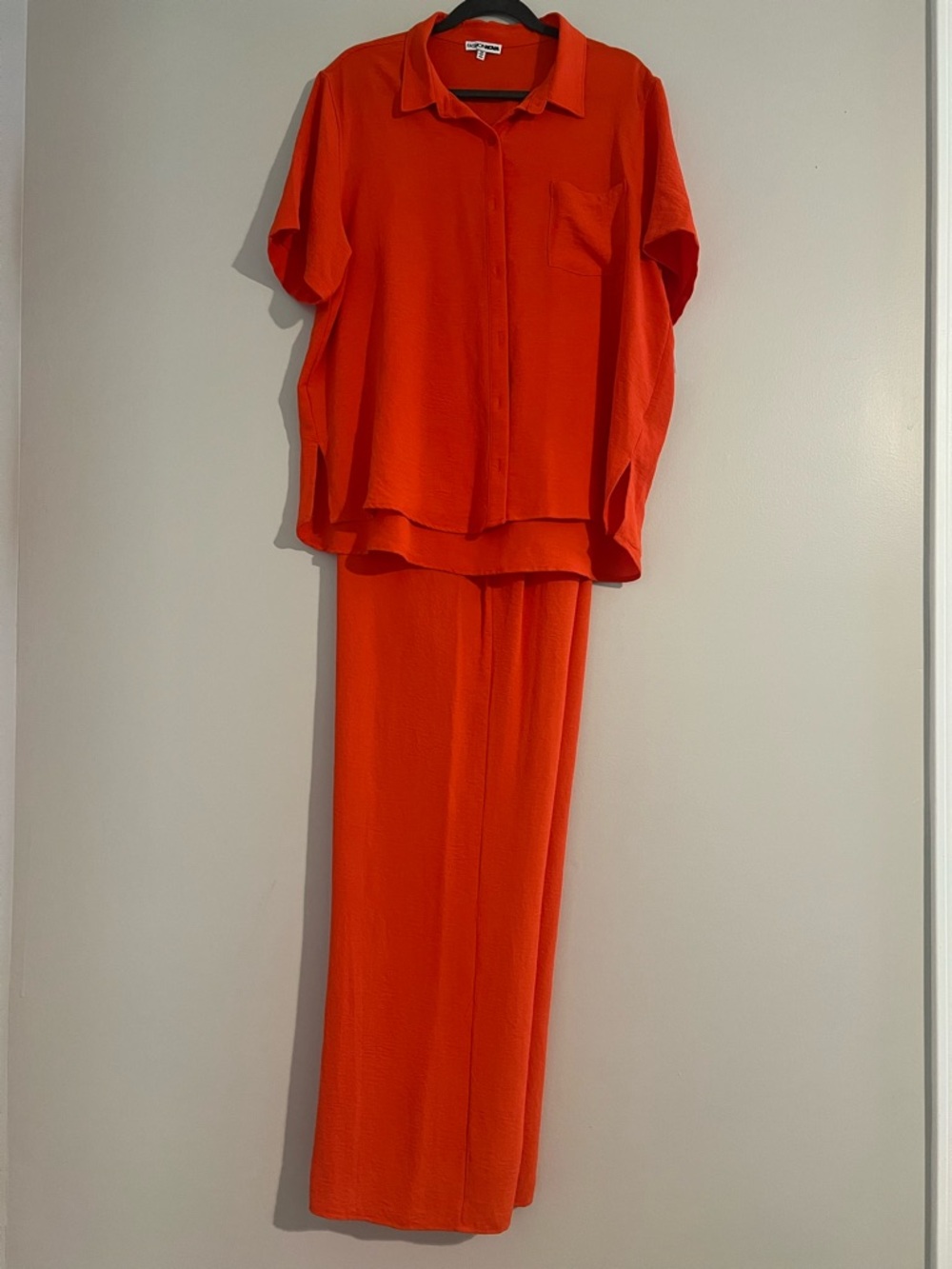 Fashion Nova Orange Two-Piece Blouse and Palazzo Pull-on Elastic Pants Set